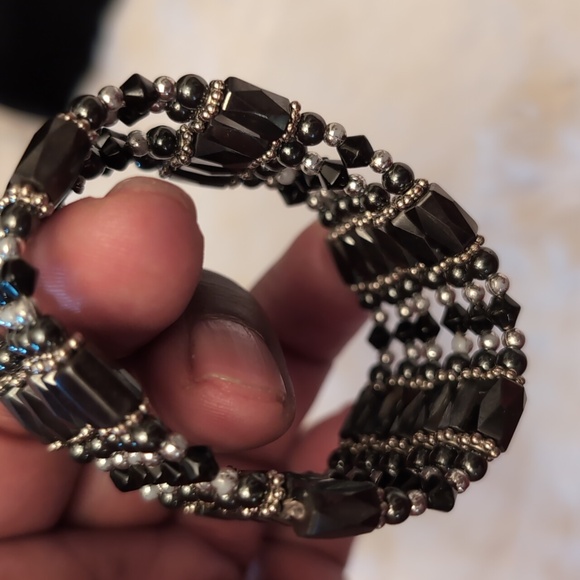 Hematite and Textured Beaded Magnetic Necklace can be worn as Bracelet - Picture 8 of 8